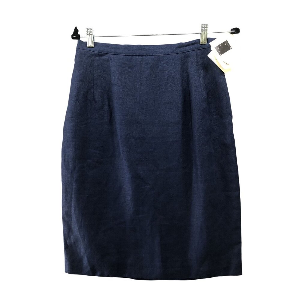 NWT VTG Jennifer Moore‎ 100% Linen Pencil Skirt Size 10 Blue Lined Career